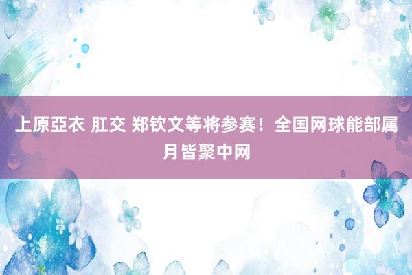 上原亞衣 肛交 郑钦文等将参赛！全国网球能部属月皆聚中网